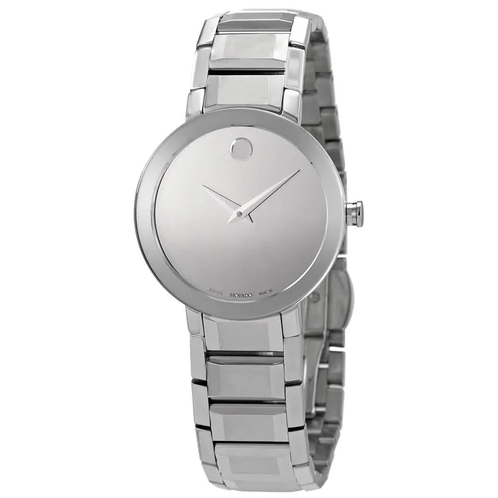 Ladies Silver Watch Dial Sapphire 0607547 Quartz Mirror Movado