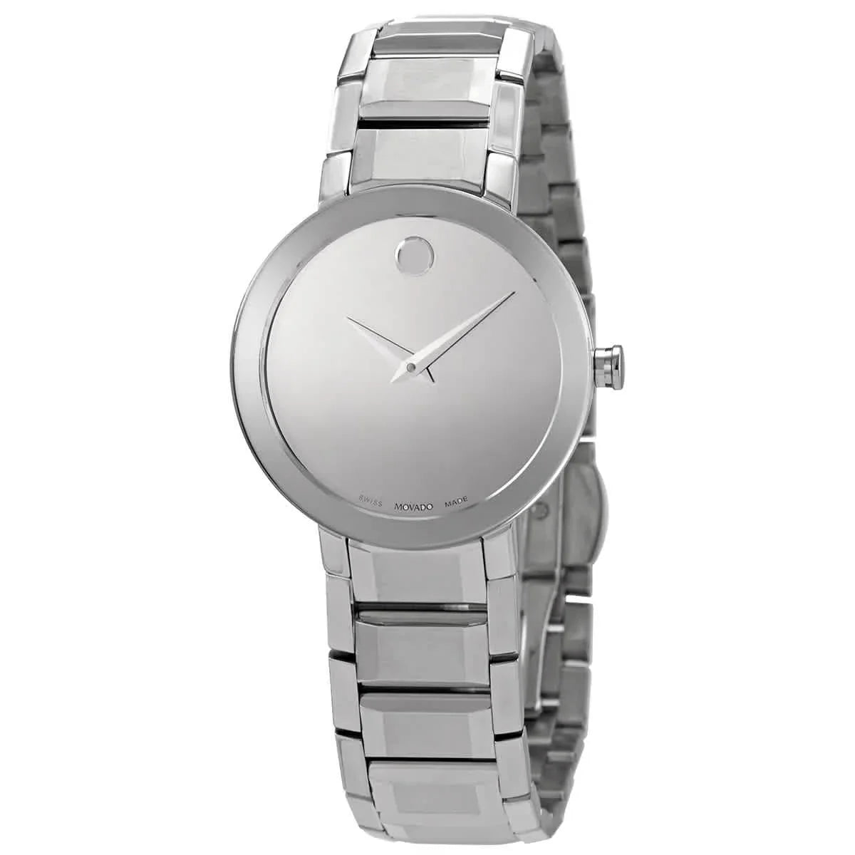 Ladies Silver Watch Dial Sapphire 0607547 Quartz Mirror Movado