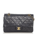 Classic Shoulder Lambskin Women Bag Pre-Owned (Good) Leather Double Black Small Bag Flap Chanel