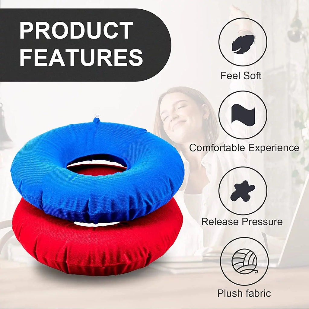 Pillow Pieces Inflatable Inflatable Ring 2 Donut Cushion Inch Chair 15 Red) Cushion Cushion Home Donut Zonon Office Car, Seat Colors Portable Wheelchair (Blue, Cushion 2 Inflatable Round for