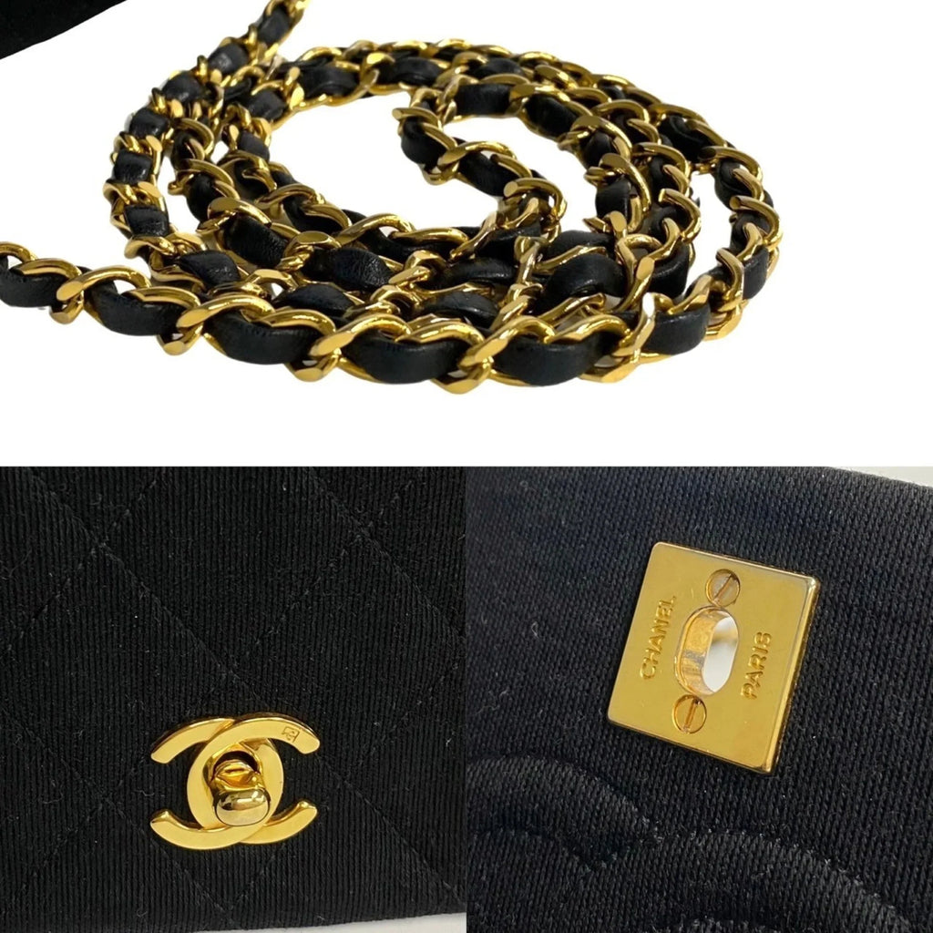 Shoulder CHANEL Bag Cotton Turnlock Flap Chain Pre-Owned Lambskin (Good) Black 73960 Full Matelasse