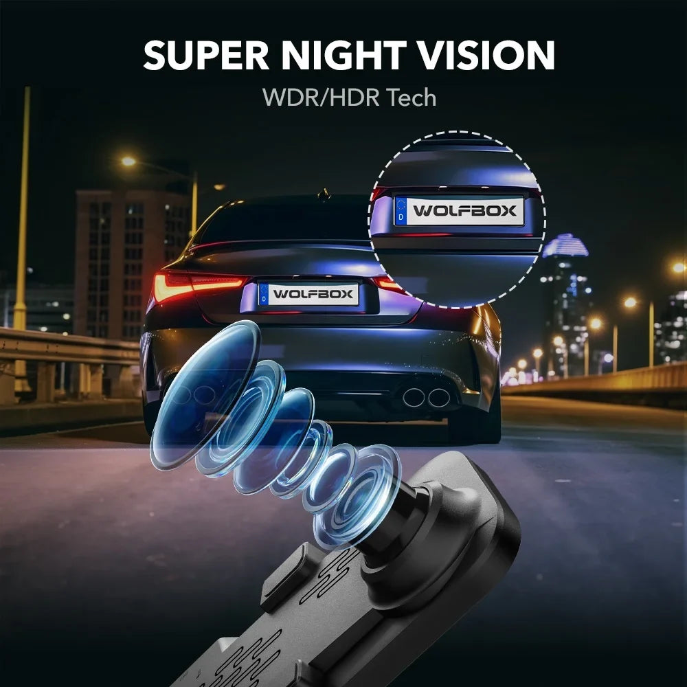Full Dash Camera, Dash GPS Mirror 32GB Card Rear with Screen, 4K Mirror Backup Parking & Touch 12" Camera Free Cam, Monitor, View WOLFBOX