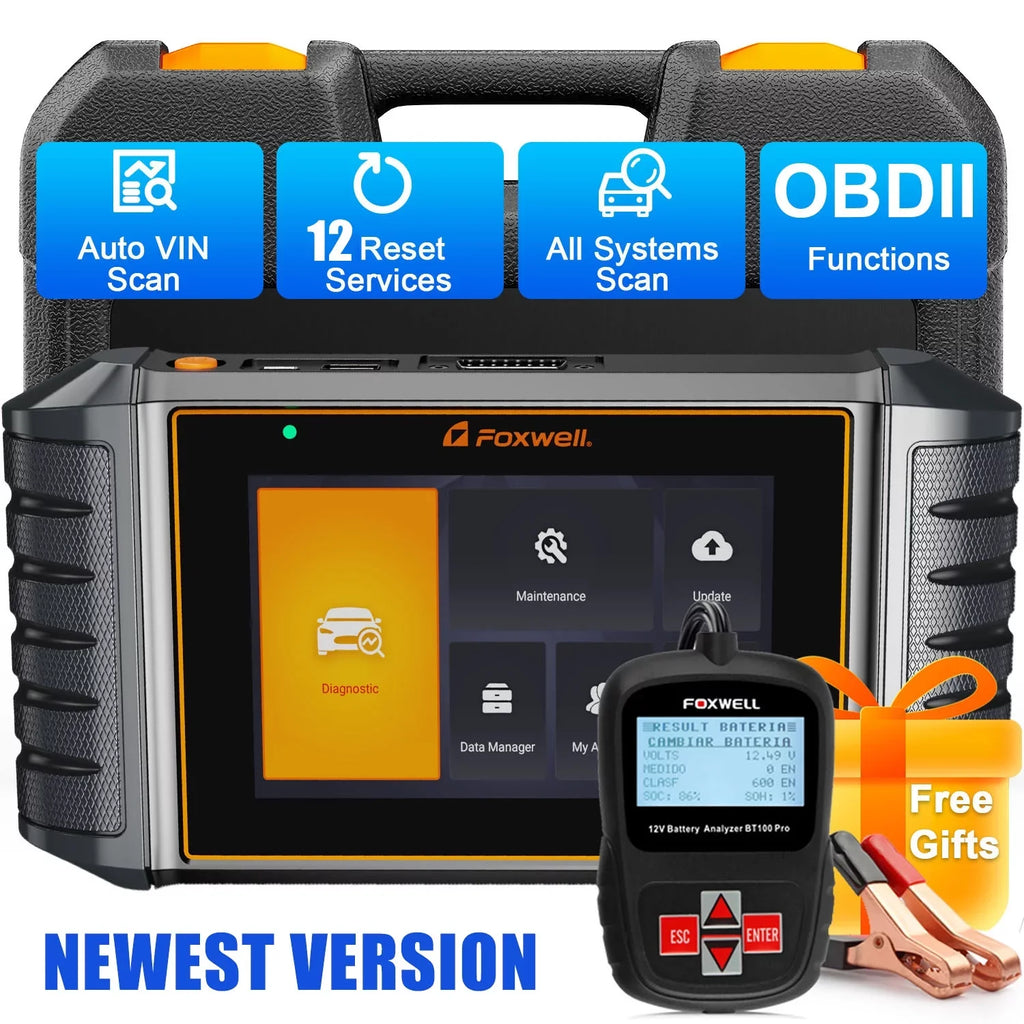 Throttle NT726 Diagnostic Injector Reset Reader System ABS Service Automotive All OBD2 Gift: 12 BMS Reset Automotive OBDII FOXWELL Scanner, Tester Code Suspension Coding Tool Bleeding Battery Scanner