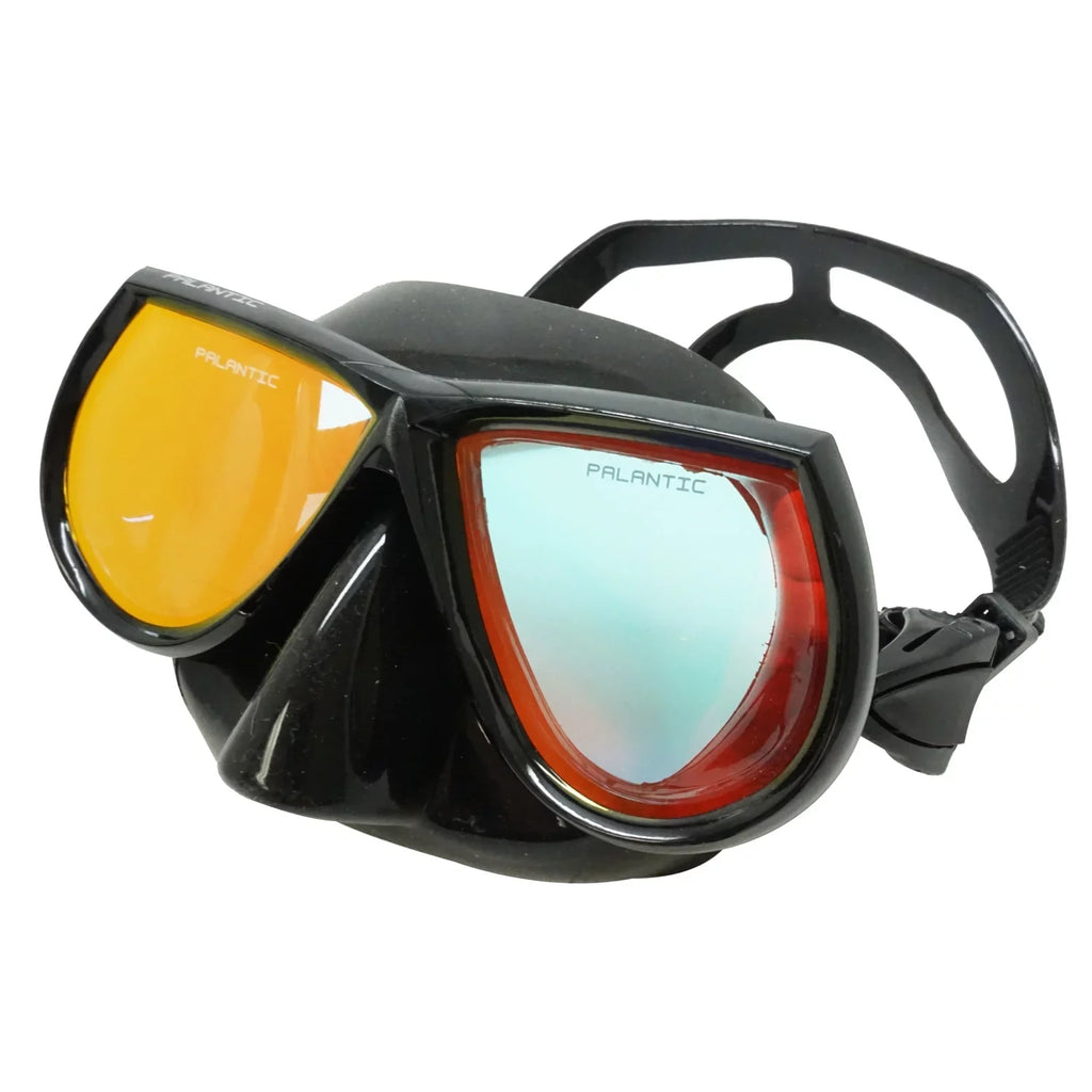 & Mirror Lenses Snorkel Free Combo Volume Low Dive Mask Black Palantic Coated
