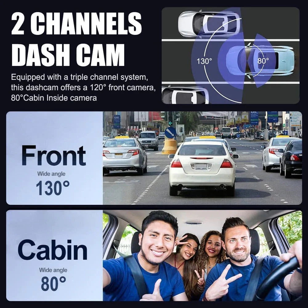 Camera Front & Recorder Car Cam Dash Camcorder Vision Night DVR Inside HD 1080P