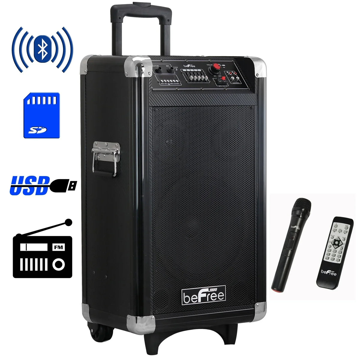 PA Microphone Bluetooth 10" Speaker Easy w/ beFree Pro Sound Transport