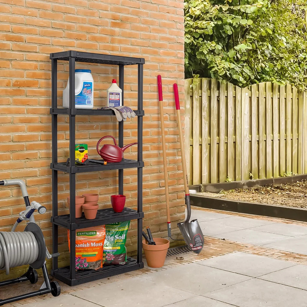 Storage Shelf 5 Plastic Black lb. Rack 200 Capacity, -Tier USA IRIS Total with