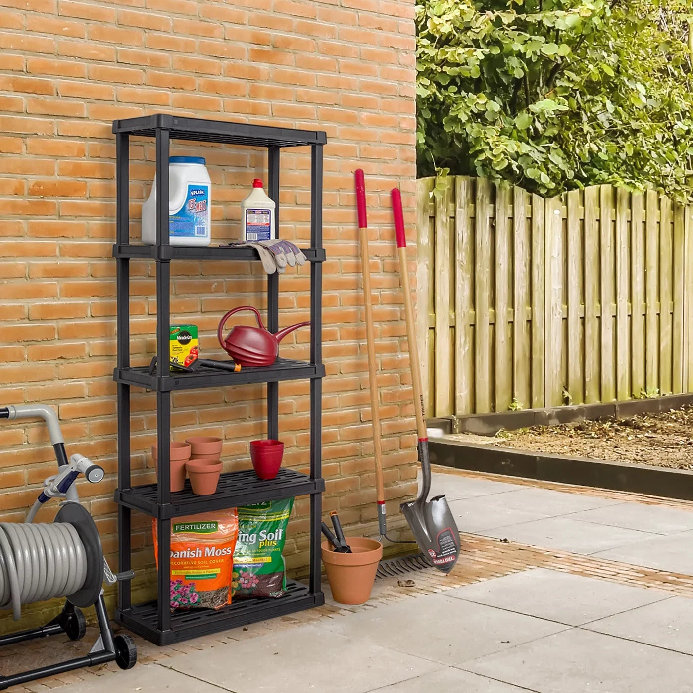 Storage Shelf 5 Plastic Black lb. Rack 200 Capacity, -Tier USA IRIS Total with