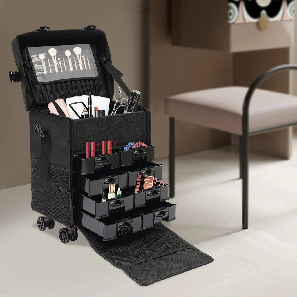 Make Up Rolling Wheels Trolley, Trolley, Suitcase Cosmetic Case, with Makeup Makeup Case Suitcase Cosmetic