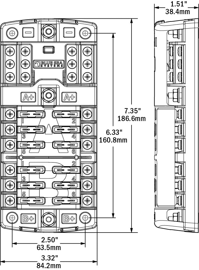 ST 5032 Block Bus Fuse Blade Sea Split Systems Blue