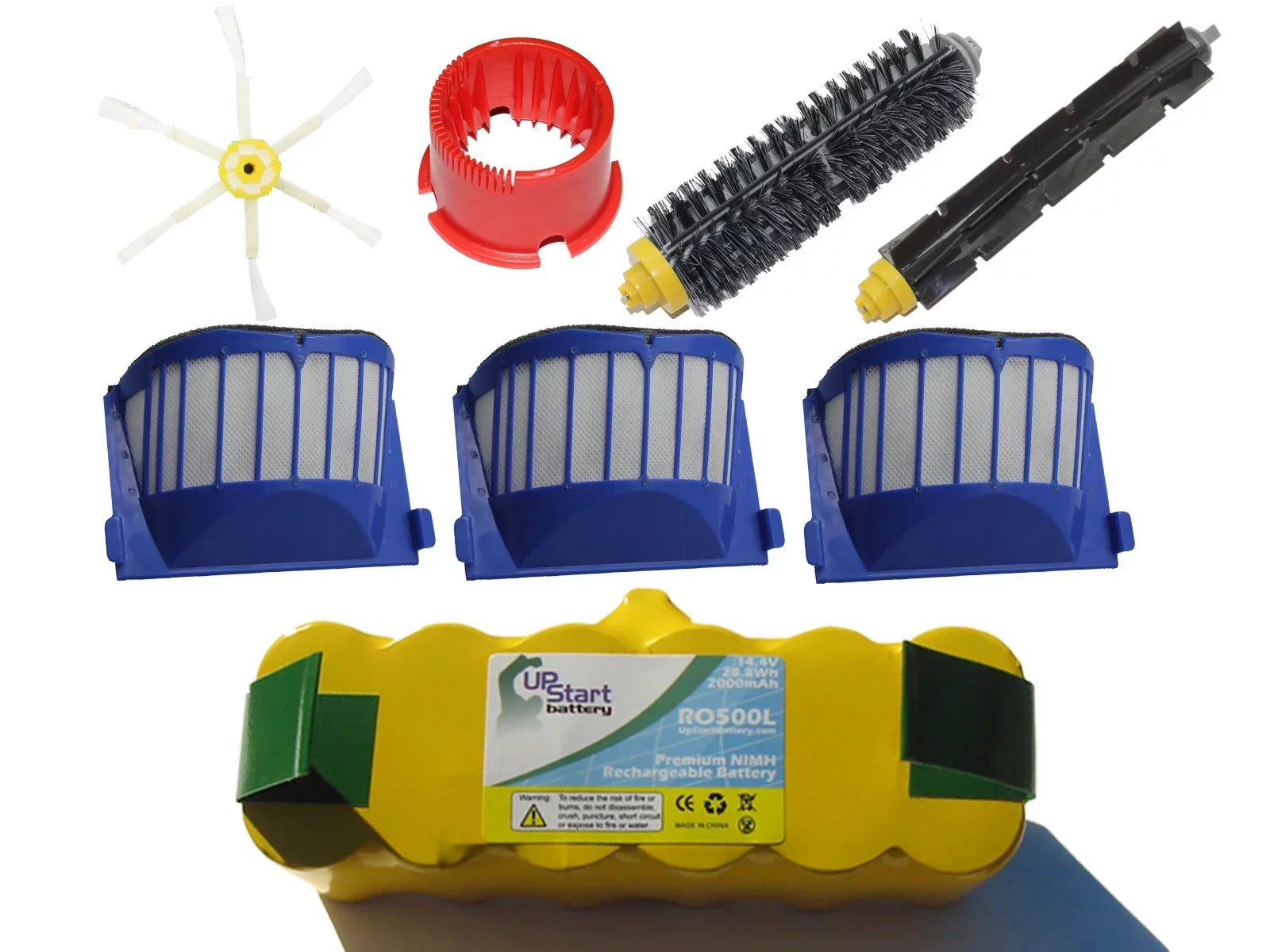 Battery, Bristle Brush - Beater Brush, and 1 3 6-Arm Brush, Brush Bristle Battery, Filter, Roomba Tool 6-Arm , and AeroVac Beater Includes 620 Brush 1 1 Tool 1 Kit iRobot Filter, , 1 Brush