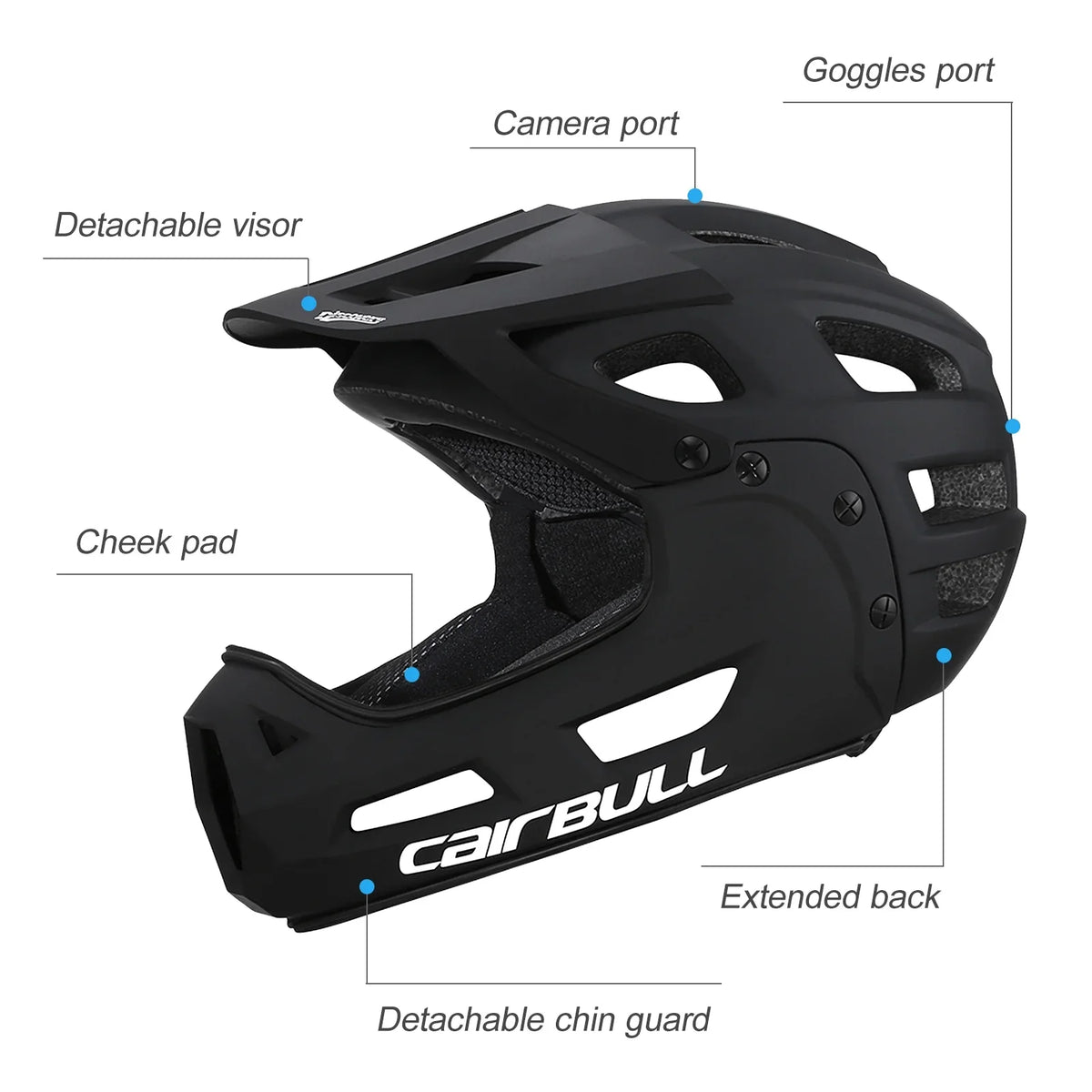 Chin Detachable Mountain Helmet Guard Cycling Full Helmet CAIRBULL Adult Visor Bike for Biking Face and with