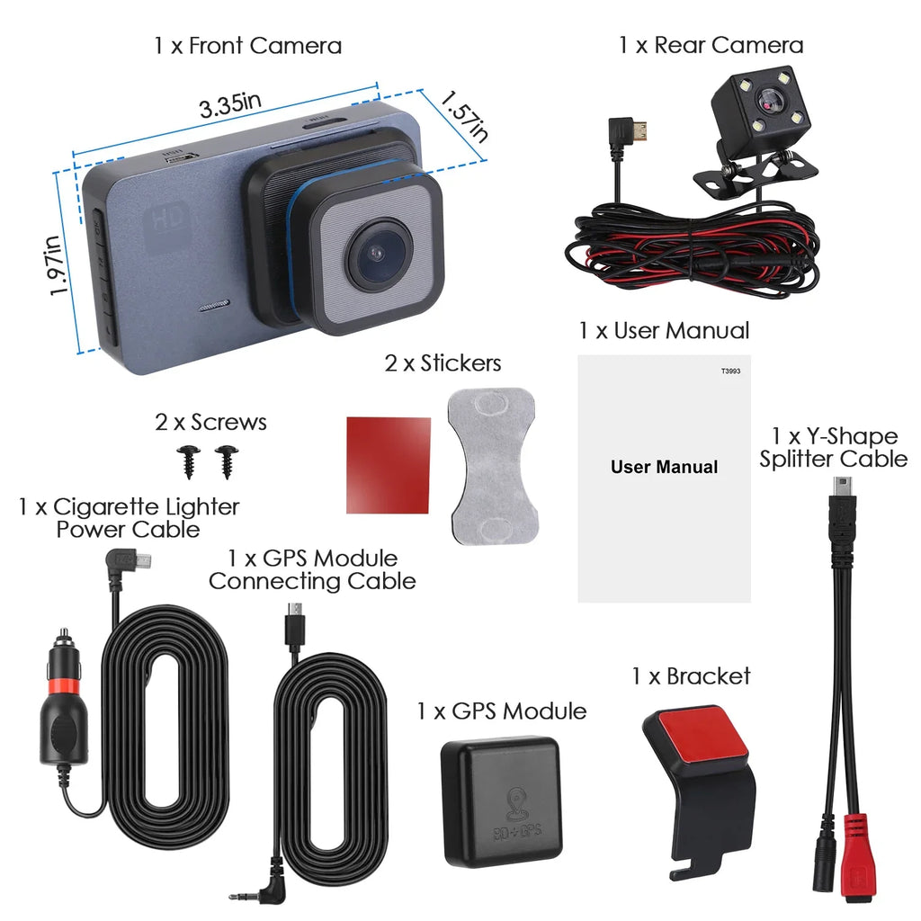 Motion G-Sensor Vehicle Cam, Night Dash Driving Car Detection DVR Universal Vision iMounTEK with Lens Monitor Parking Control GPS Recorder, WiFi APP 1080P Dual