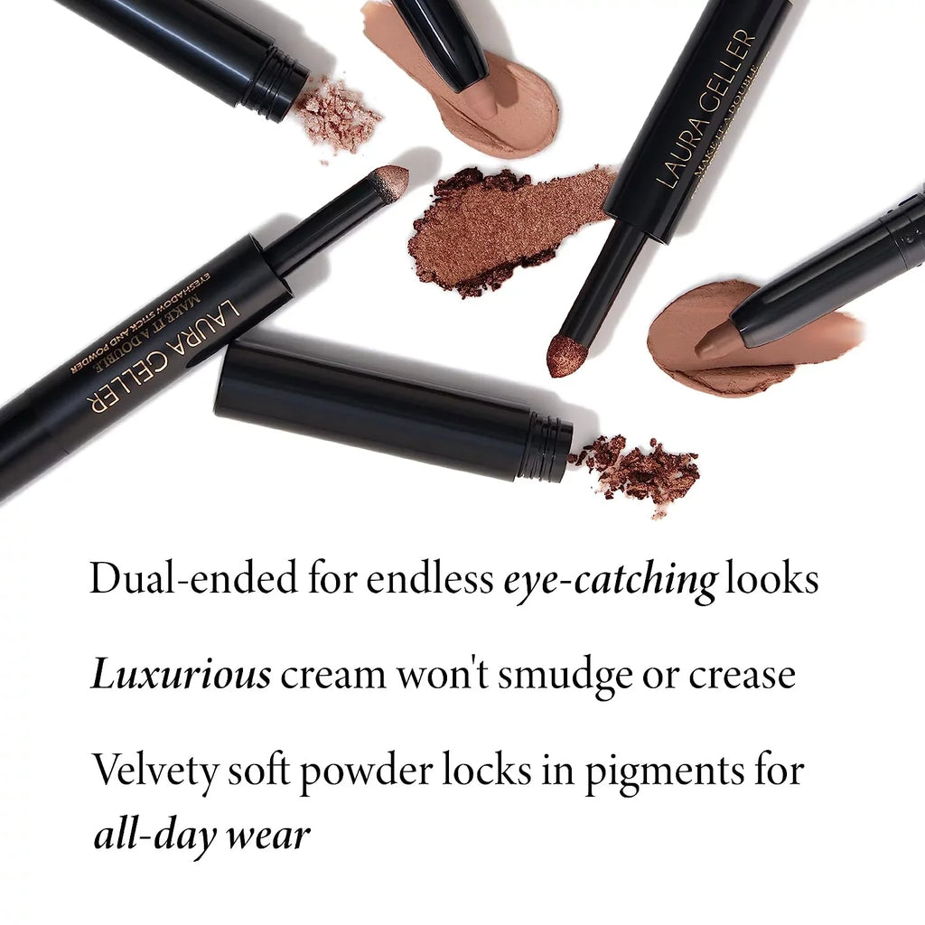 Eyeshadow - - Make It GELLER Crease-Proof Cream Eyeshadow Stick and A Matching Eyeshadow - NEW Absinthe Powder Dual-Ended YORK LAURA Smudge-Proof Double +