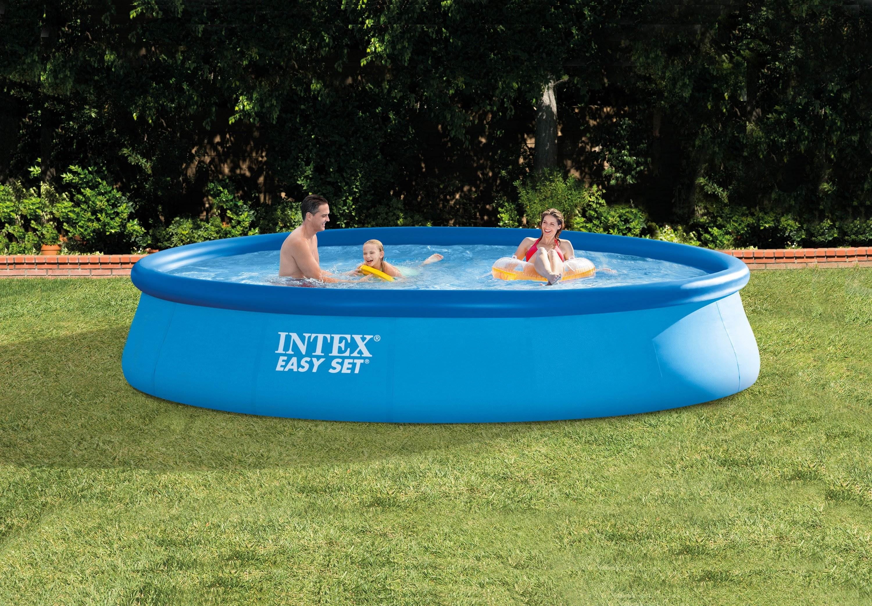 with Outdoor Set Filter Pool 32" x Inflatable Cover Pump Easy Intex 13' &