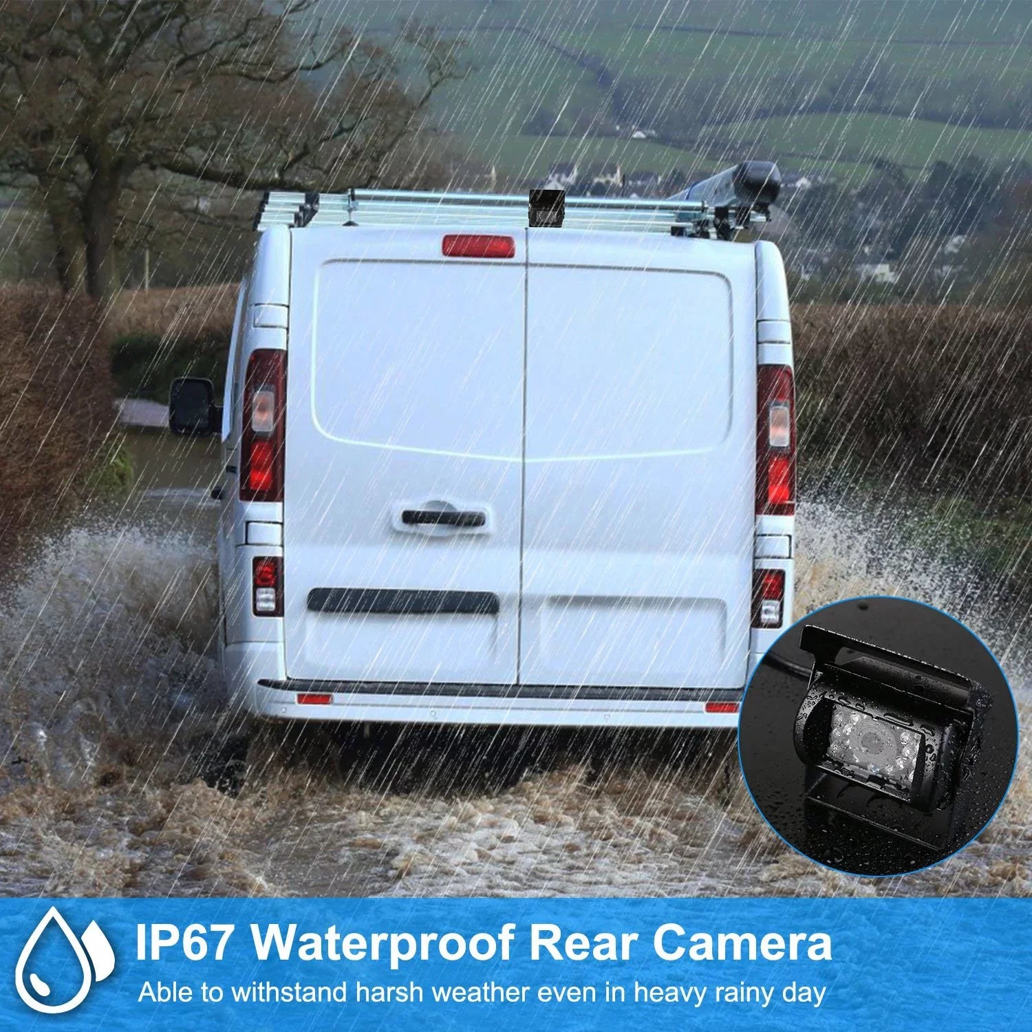 with Trunk Parking Waterproof SUV Parking Reverse Night Vision Reverse Camera, 7In Vehicle Car System Reverse Rearview System, Car Van Camera, Car Backup IP67 Monitor for