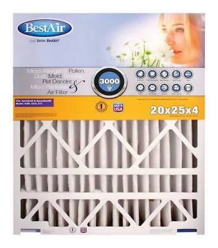 W 4 13 Air Filter x MERV (Pack x 20 BestAir in. in. in. of H D Pleated 25 2)