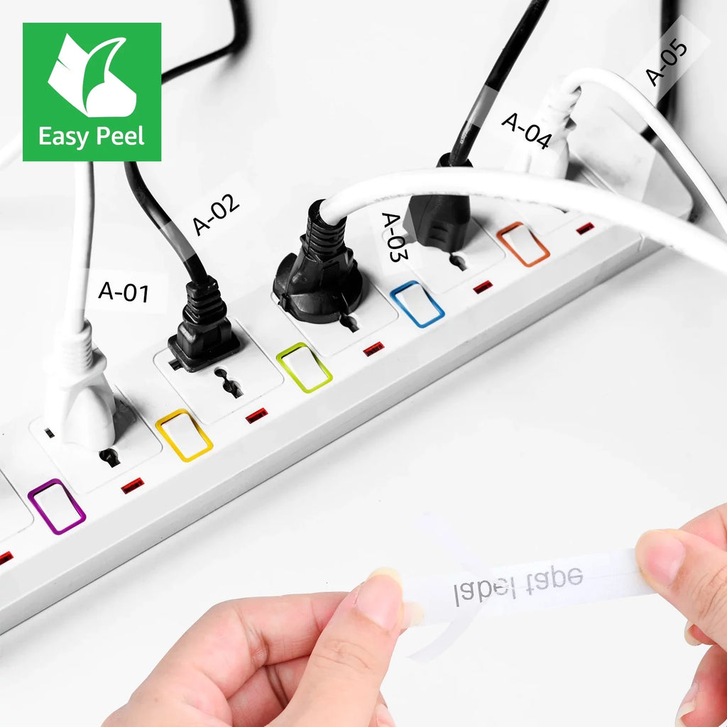 Cable x Label 12mm 8m TZe GREENCYCLE Flexible TZe-131 50PK for on TZ-131 TZ-FX131 Clear TZe-FX131 Brother TZ Wire P-touch Black Compatible Tape ID