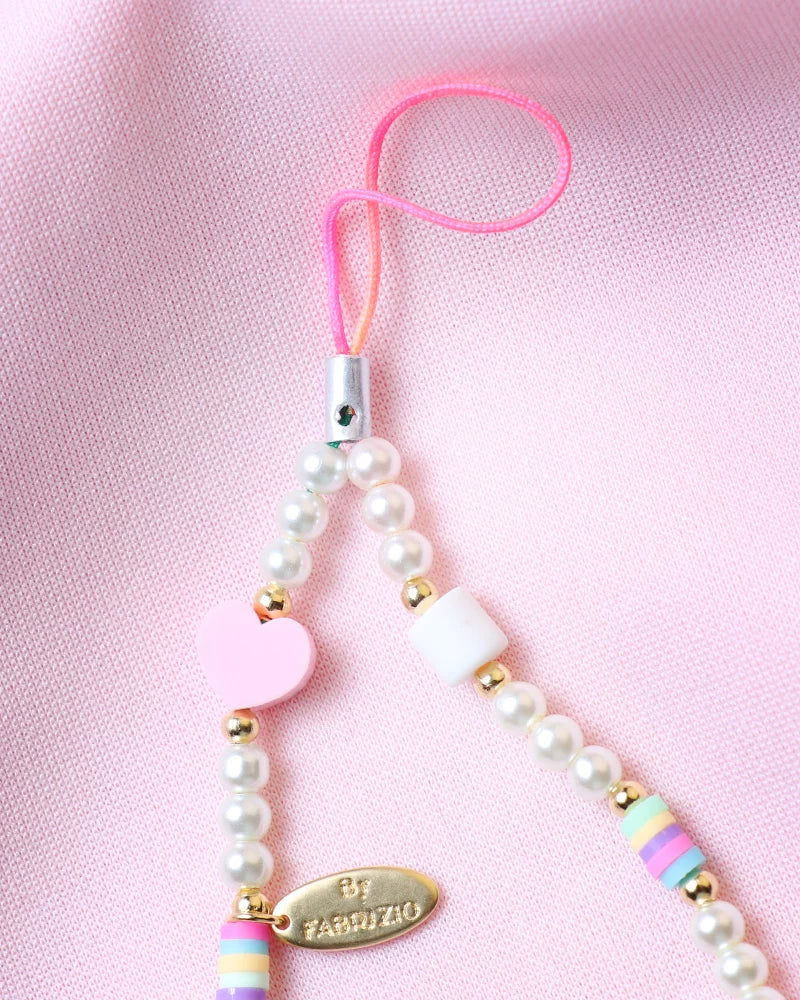Il Nazar con Strap Strawberry Me and Mare in Pearls Charms Heart Freshwater Star Phone