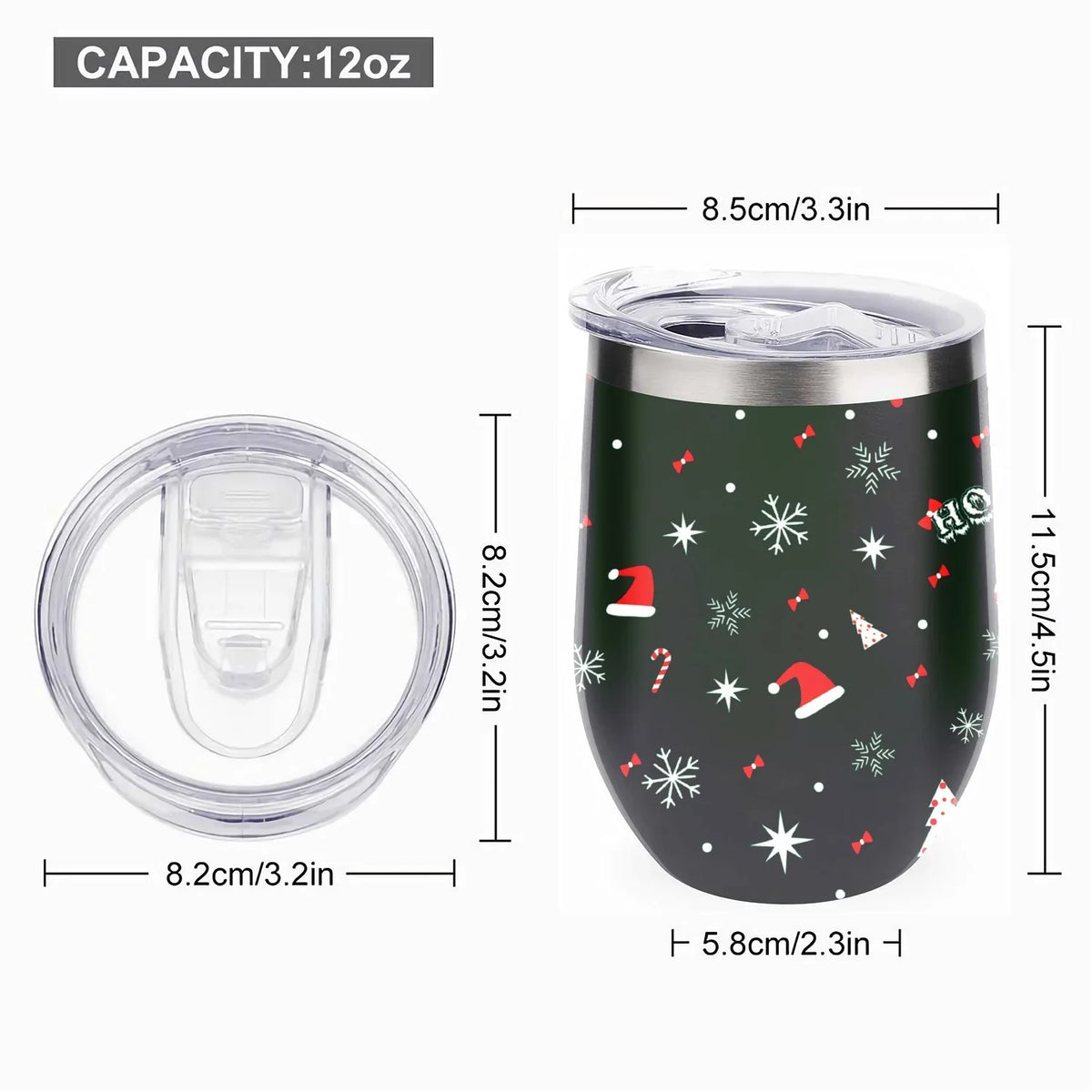 Cups Cups, Cup Tumbler Stainless Belly Color Insulation Lid, U Eggshell 304 Wine Christmas Vacuum Steel with Hidove Layer Cup Insulated Shape 12oz Tree Big Double Red Green and Cup with