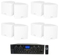 Kit Rockville Wall RPA40BT Speakers 4-Room White Audio Home Cube Receiver+(8)