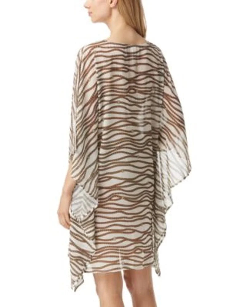 Kors BONE Chiffon Michael US X-Small/Small Caftan Cover-up, Logo-Printed