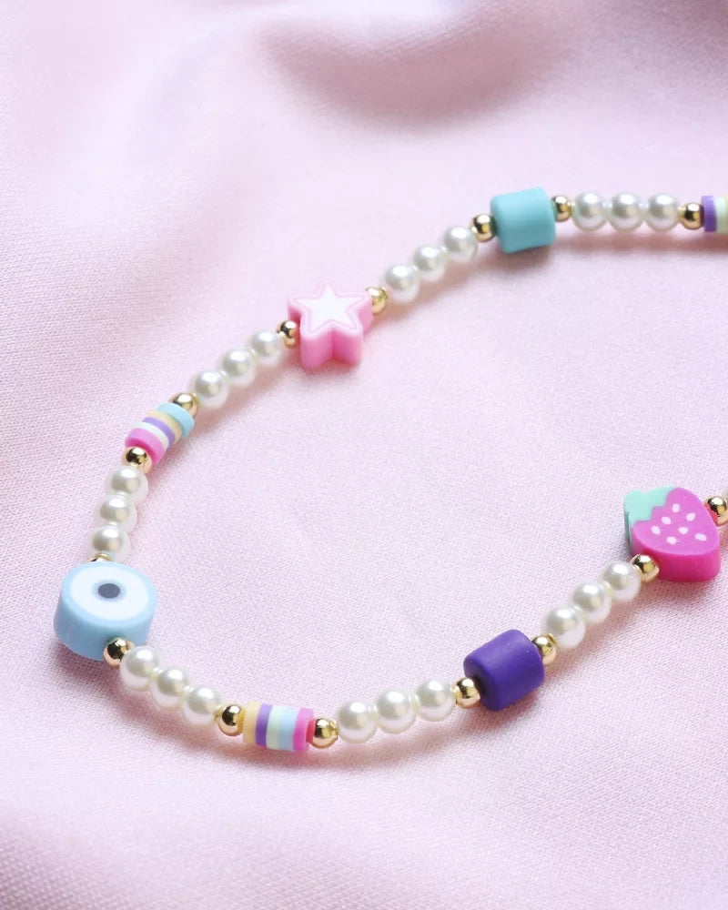 Il Nazar con Strap Strawberry Me and Mare in Pearls Charms Heart Freshwater Star Phone
