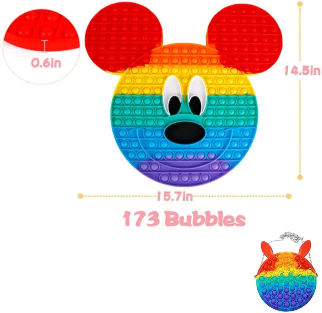 Teens Perfect Handbag, Mouse Popits Matching and Rainbow Large Popits with Gifts Red for Women