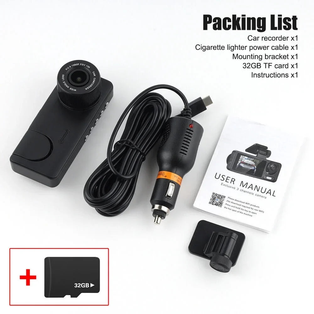 Camera Front & Recorder Car Cam Dash Camcorder Vision Night DVR Inside HD 1080P