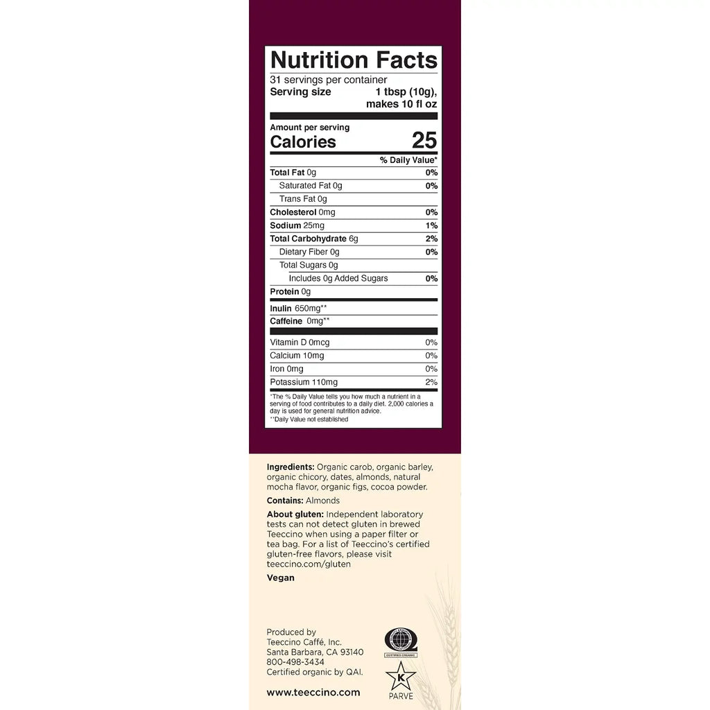 Coffee (Pack Medium Ground, ounce Teeccino Mocha 11 6) Roast of Herbal Chicory