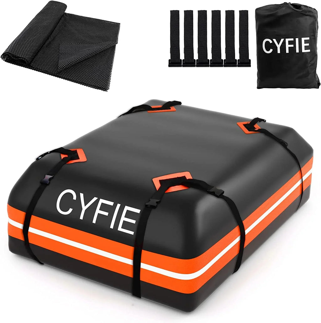 Cargo Hooks, Cars Straps, Top Carrier Car 15Cu. Rack, Bag 6 for Bag Reinforced Door for Includes with/Without Rooftop Anti-Slip Tearproof, All Car,SUV 8 & Storage Mat, ft Cyfie Waterproof