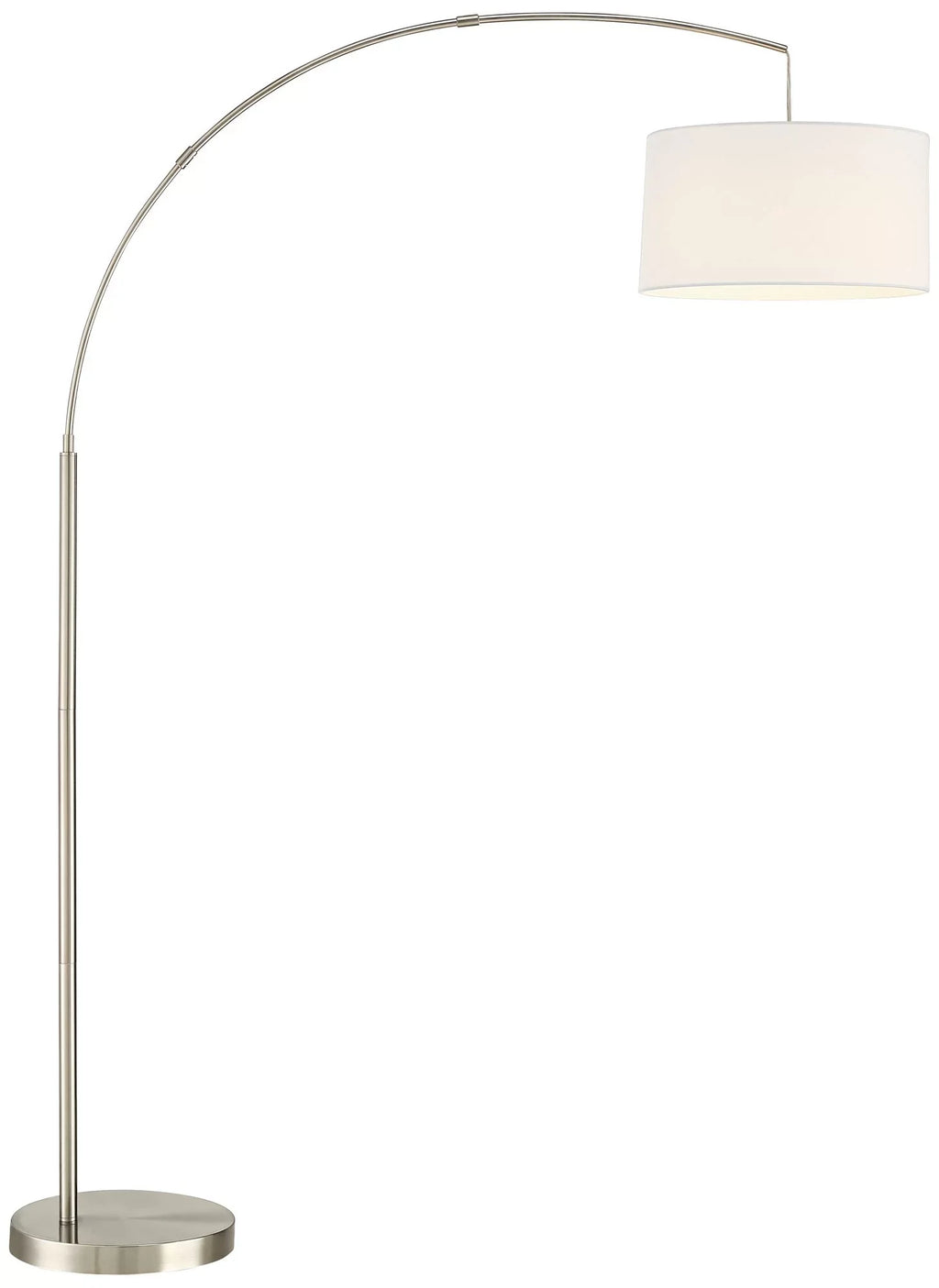 Floor Brushed Drum for Tall 360 Standing Reading Office Room 72" Linen Lamp Cora White Shade Living Nickel Arc Lighting Metal Bedroom House Modern