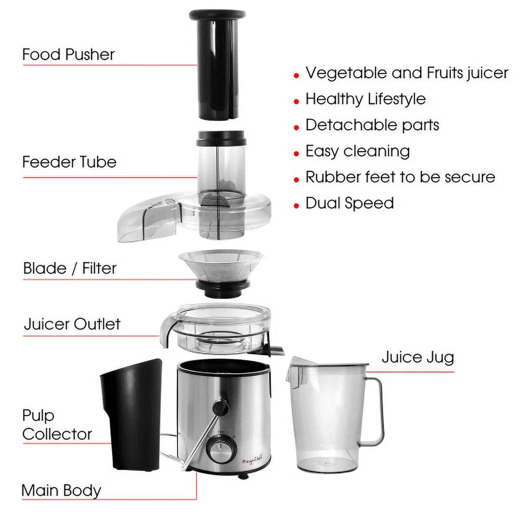 Dual-Speed Juice Wide-Mouth Centrifugal With Silver Machine Megachef Juicer,