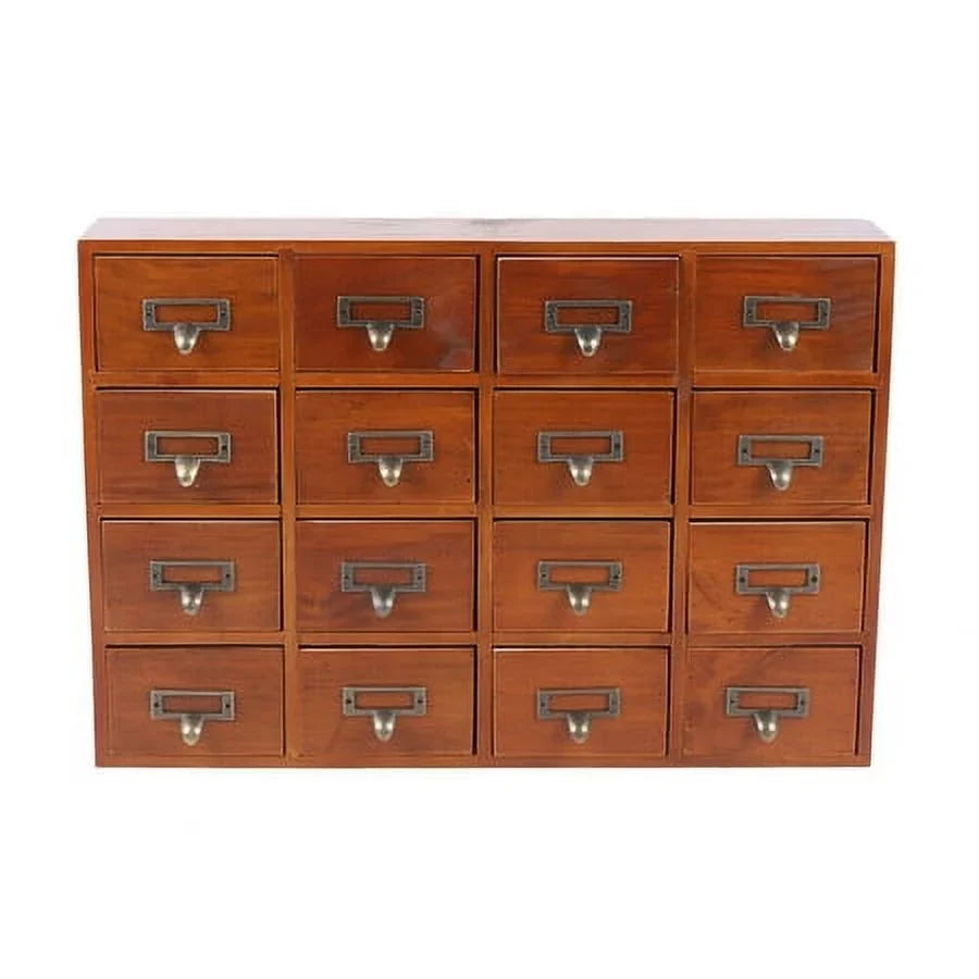Drawer Desk Organizer Apothecary Wood Drawers Retro Storage Cabinet 16 Box