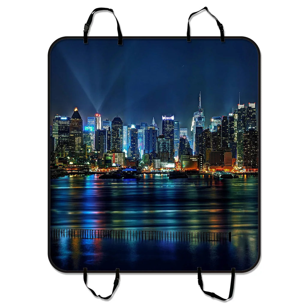Seat NYC Cargo Cover Buildings Colorful Mat Cars Hammock Car At and New Trucks SUV Seat GCKG inches Pet Car City Night Trunk Dog 54x60 York Mat Mat For