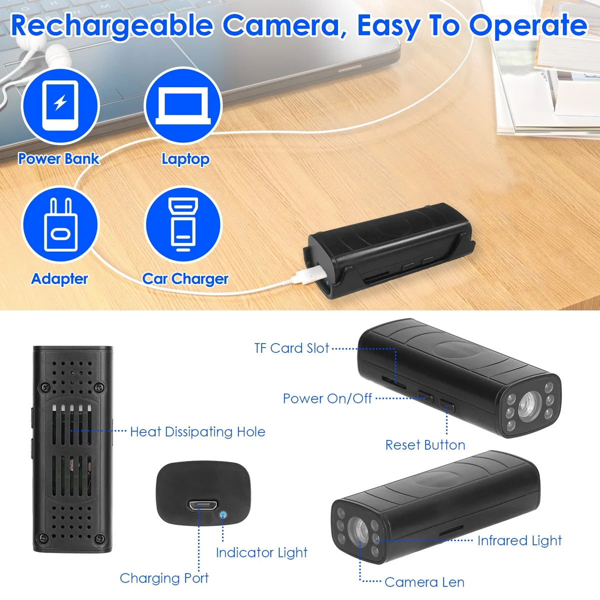 Backup Trailer Camera iMounTEK Built-in Trucks Adhesive Car Night RVs Camera with Wireless Camper Battery Vision Rear Base Waterproof Camera for