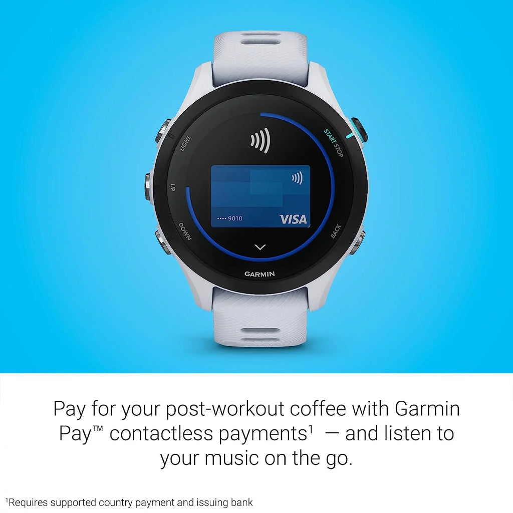 Advanced Running Forerunner 6Ave Battery, Smartwatch Smaller Music, Towel, Travel & Insights, 255S Garmin Workout with Charging Whitestone Kit Long-Lasting Cleaning Base, Music, with GPS