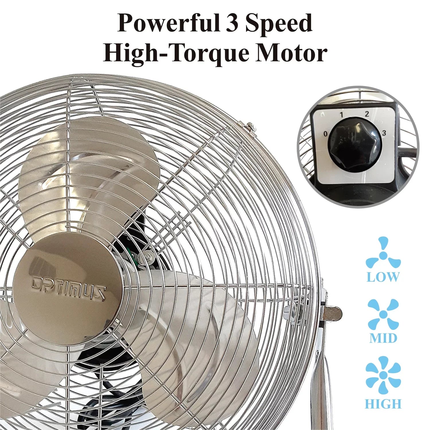 Fan, 12 Heavy 3 Industrial Aluminum Duty F-4122 Inch Chrome Optimus Speed