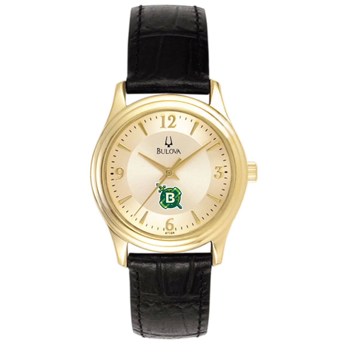 Band Women's with Blazers Belhaven Bulova Gold/Black Leather Steel Stainless Watch