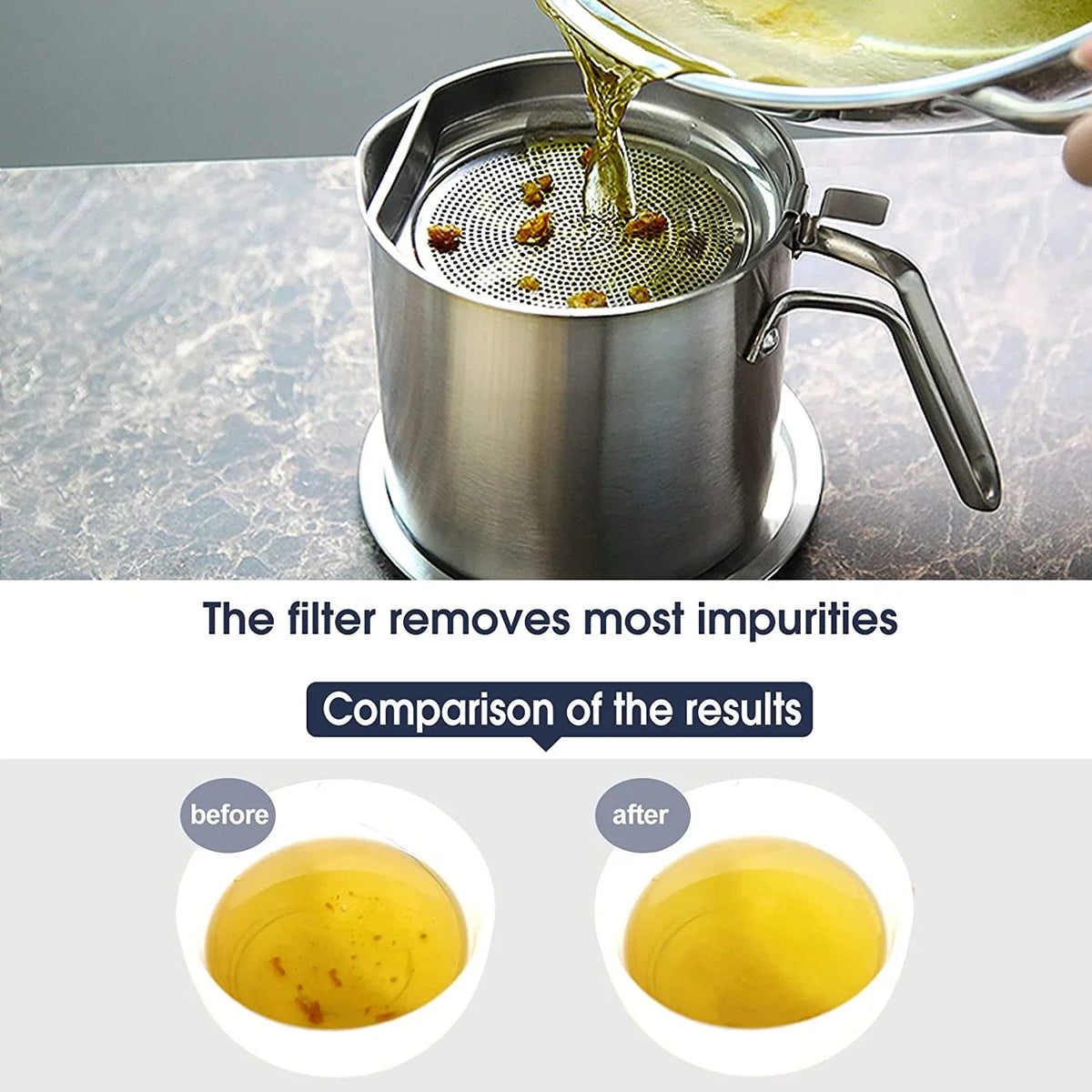 / fl Frying Oil Mesh 2L Tray,for Steel Strainer & Lid Strainer Grease Can Non-slip 67.6 Dust-proof Cooking Oil oz,Food Container,with Storing Strainer Fine Oil Storage Pot Grease Stainless