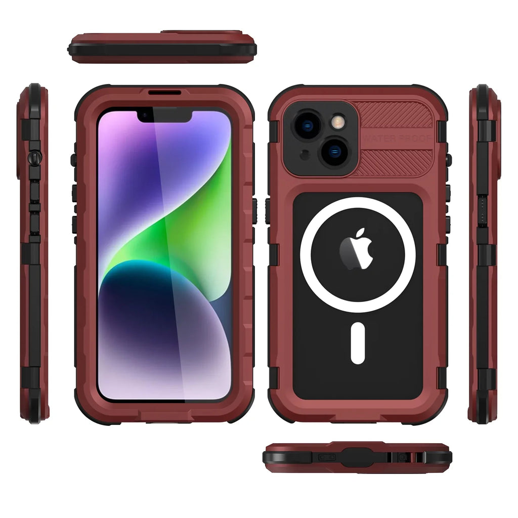 Sturdy Plus, Full and Built-in Case Camera Waterproof 14 Red Sealed Lens Protection with Full-Body 14 Dustproof Cover Shockproof Plus iPhone Protector,Underwater for iPhone for Screen