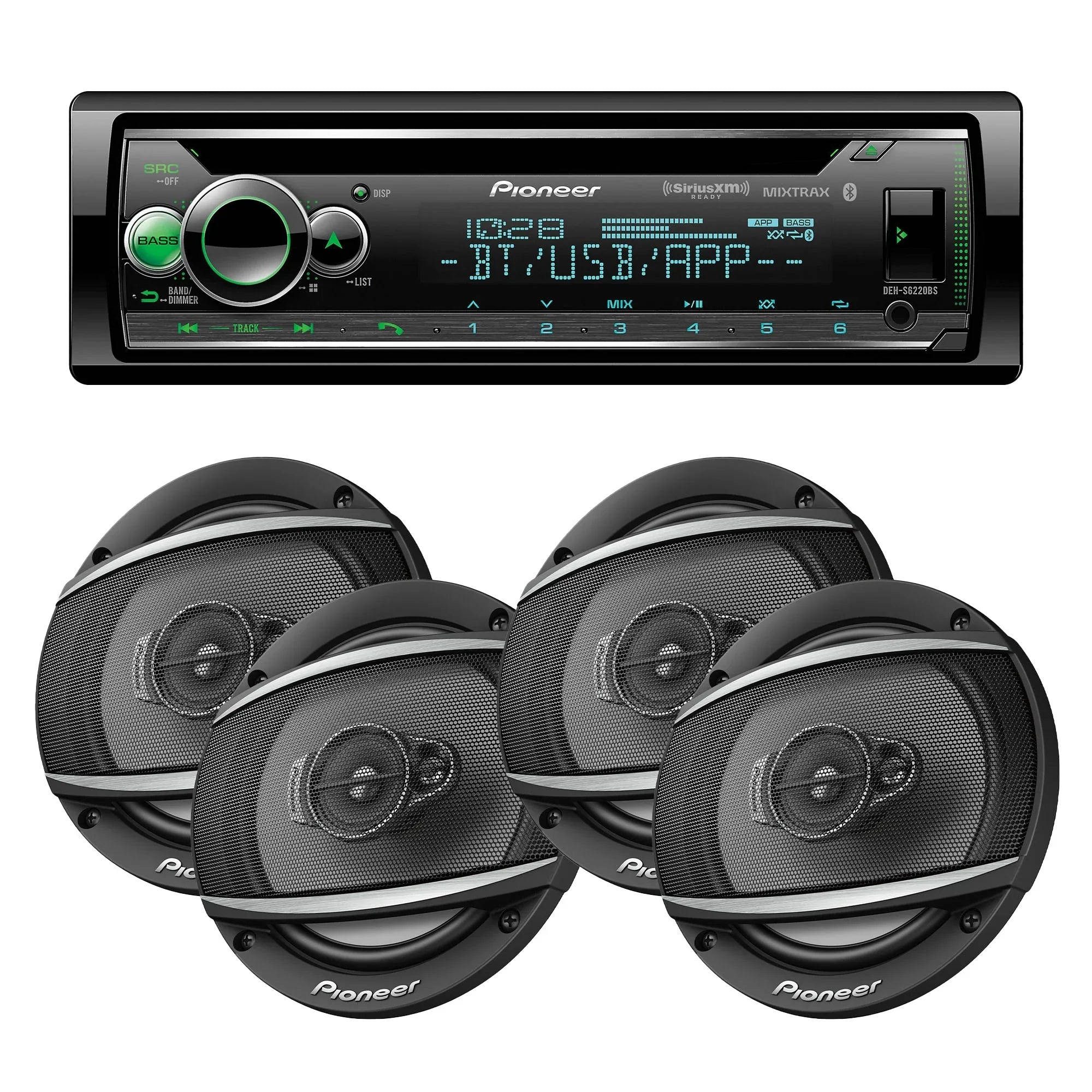 2 and Alexa, including Speakers 6-1/2" Bluetooth, Amazon Coaxial TS-A652F - - 3-way Pairs Android/iPhone of Single DIN Pioneer with Pioneer DEH-S6220BS Controls