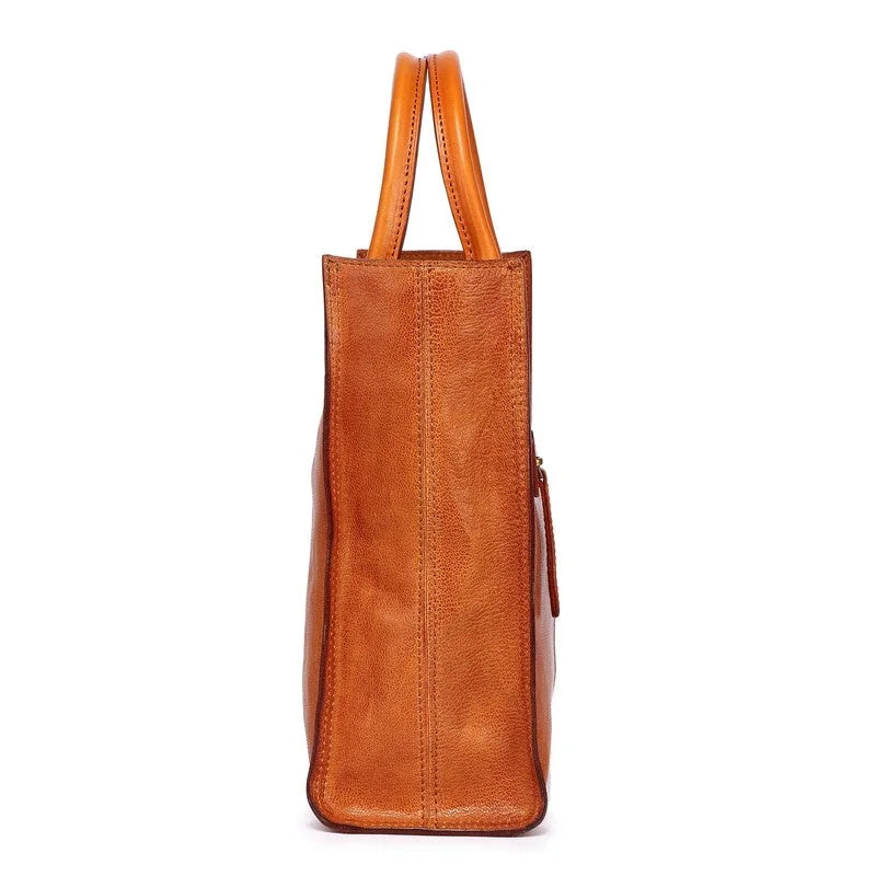 Leather Trend Genuine Black Aspen Leaf Old Bag Tote