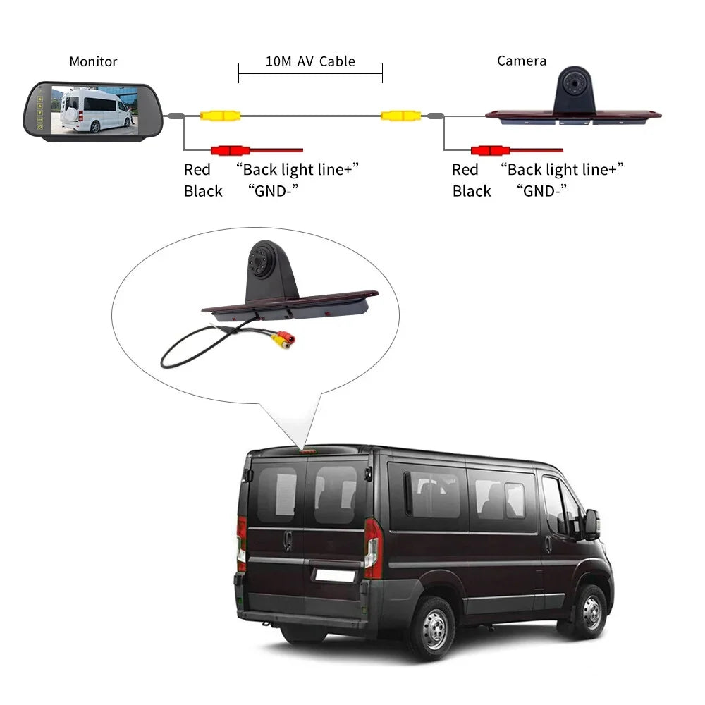 Camera Backup Light Brake 7in LED Crafter Sprinter/VW (with Vans for Light Monitor) Mercedes-Benz Parking