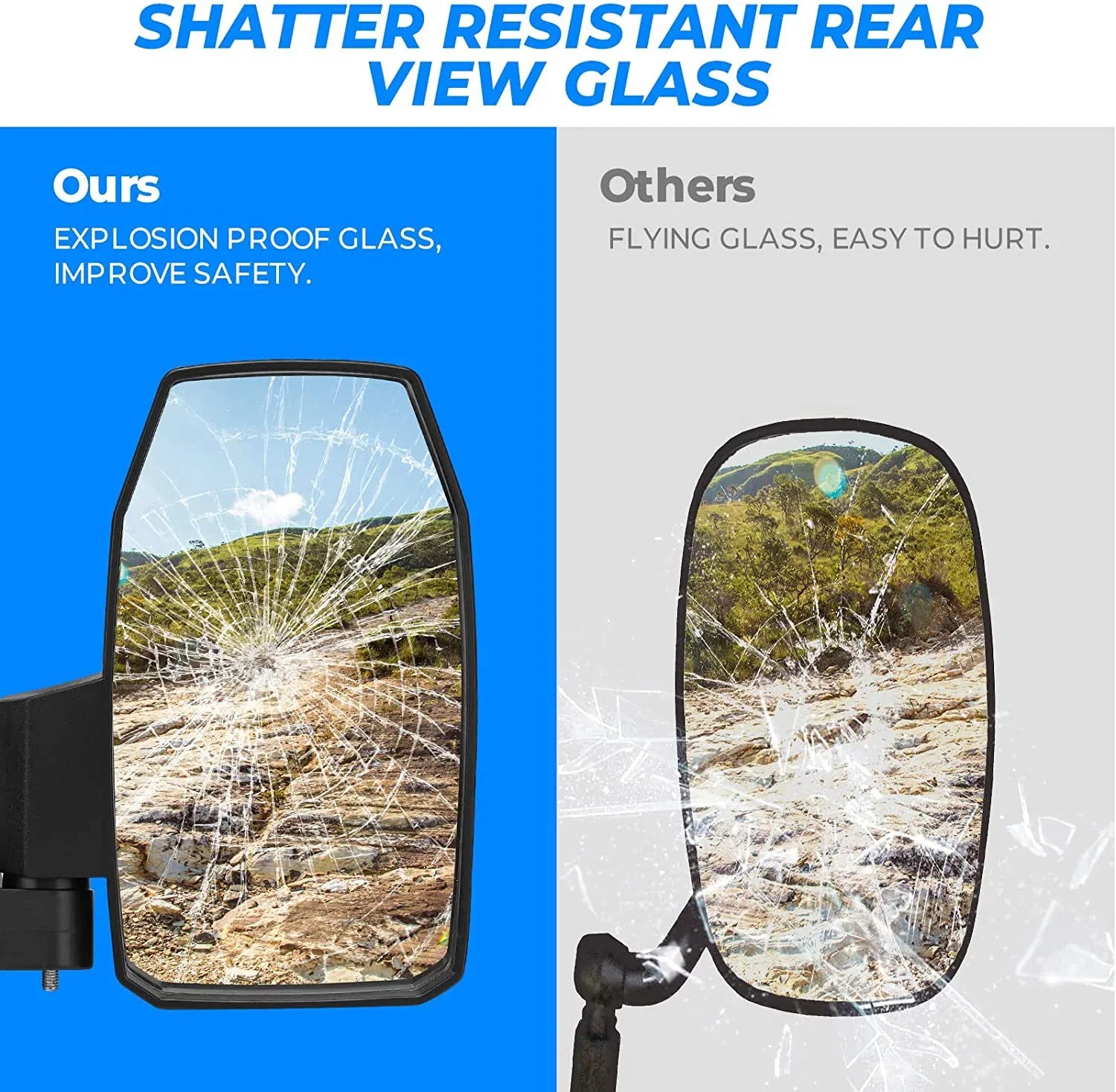 570 Door) Compatible for Side 900 Ranger Maverick Mirrors 1000 Side UTV (Not XP View Polaris Mirrors 1000 Trail Mirrors,Wider General Rear with Can-Am Kemimoto Pro-Fit Defender