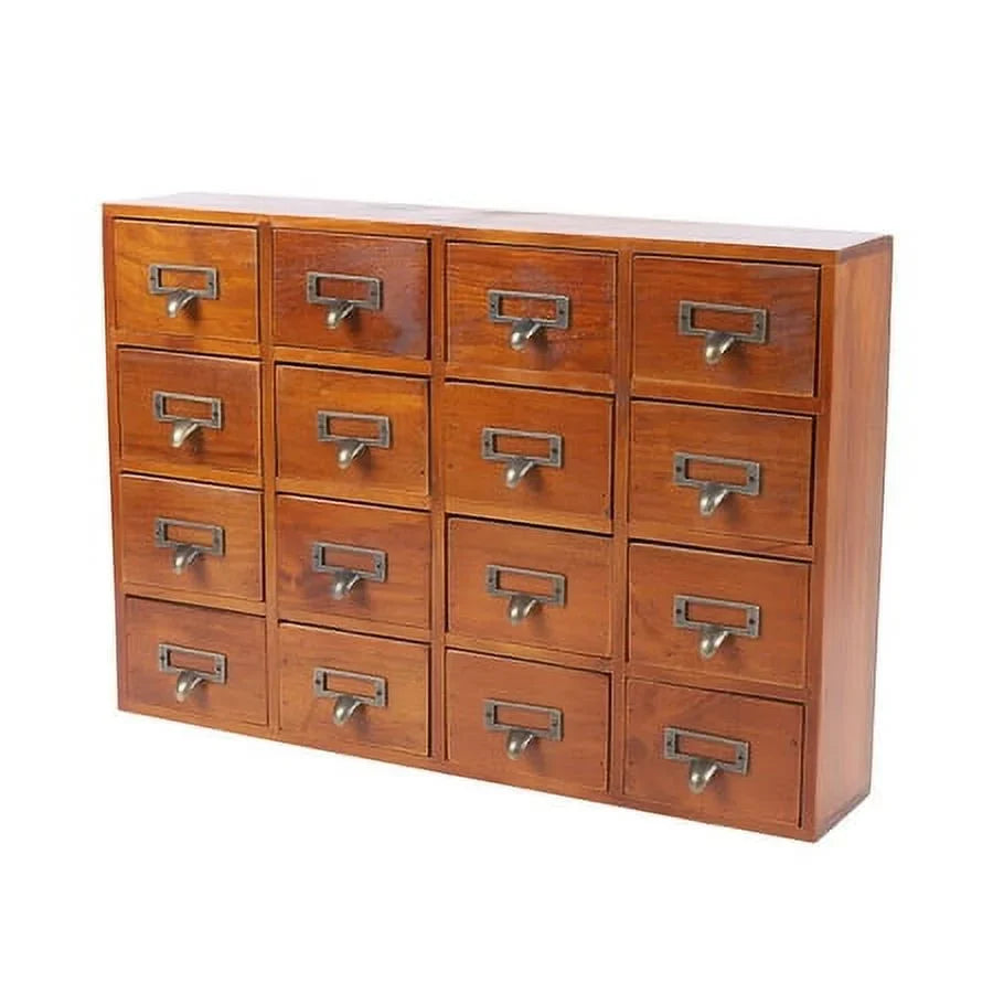 Drawer Desk Organizer Apothecary Wood Drawers Retro Storage Cabinet 16 Box