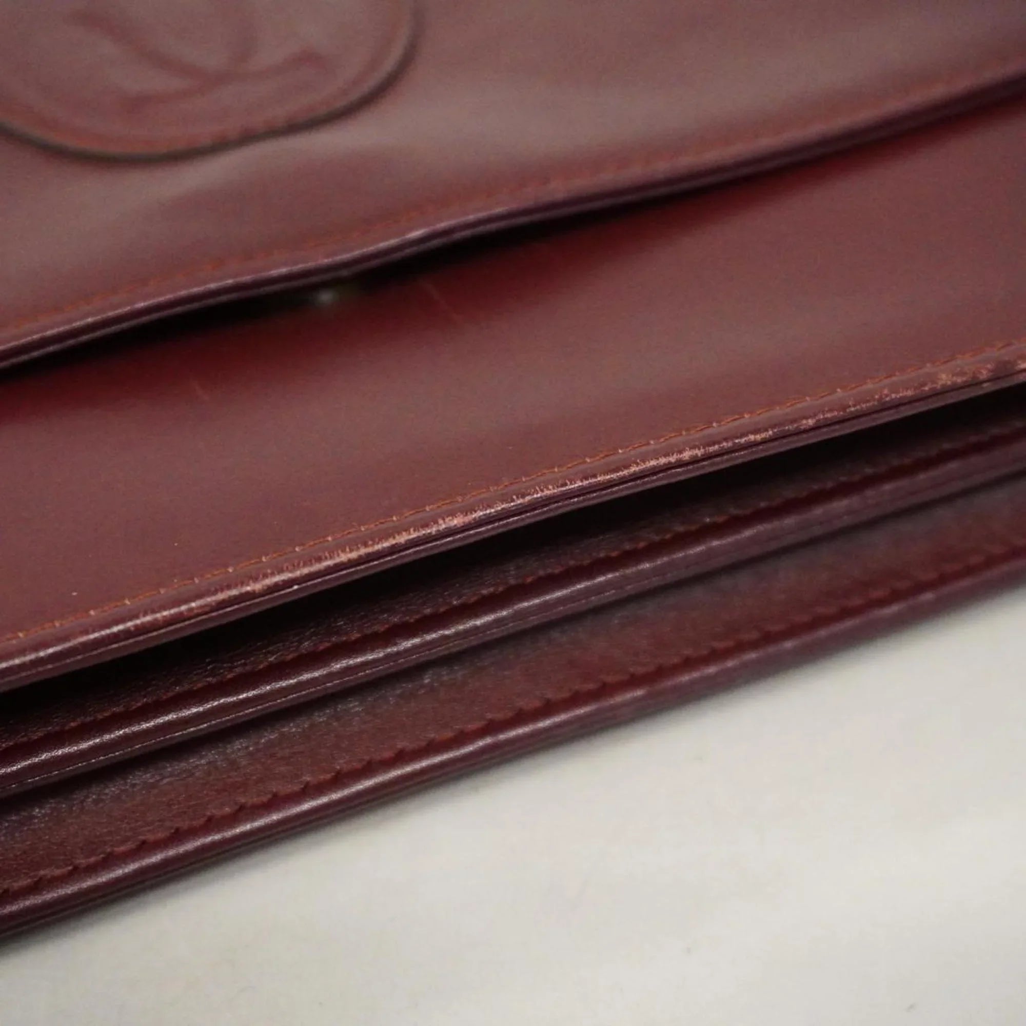 Bordeaux (Good) Pre-Owned Leather Must Bag Cartier Women's Shoulder