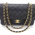 double ladies leather (Good) flap matelasse gold shoulder bag black Chanel CHANEL Pre-Owned