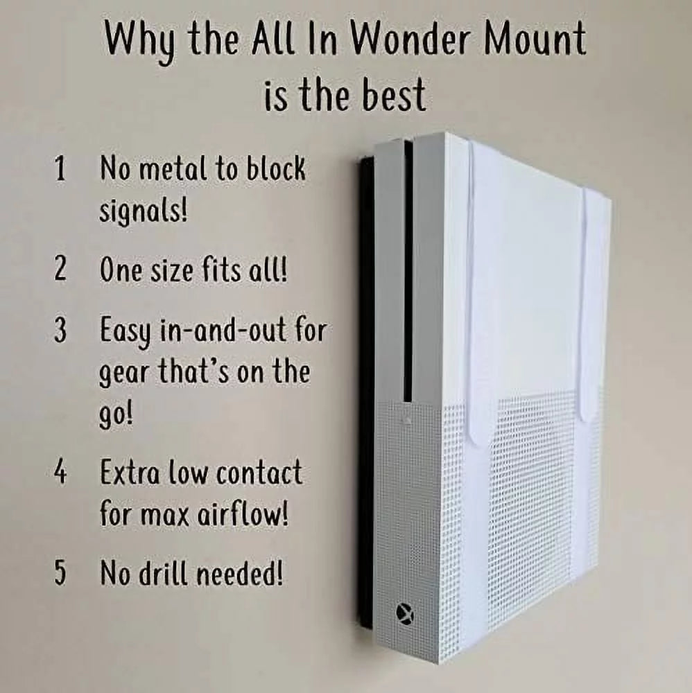 Playstation Mount Size Components All Modems Wonder Xbox Home One Designed Routers (1-Pack): and Easiest DVRs for for The | Business Mount Fits (White) All-in All | Wall Mount by Genie The