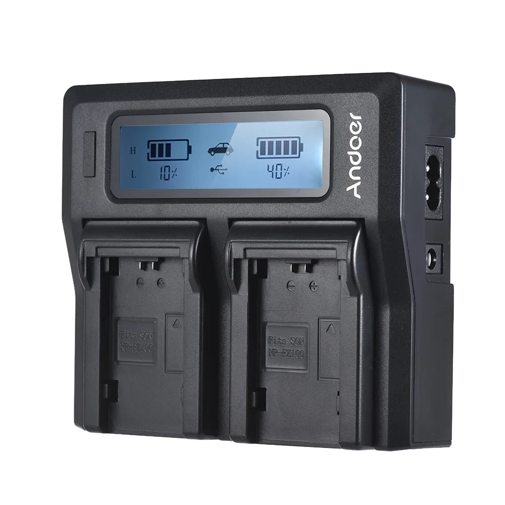 Channel LCD A7SIII Sony Replacement A7III Battery Dual A7RIII NP-FZ100 A9 Andoer for